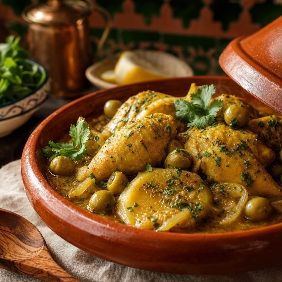 Tajine poulet, citron & olives