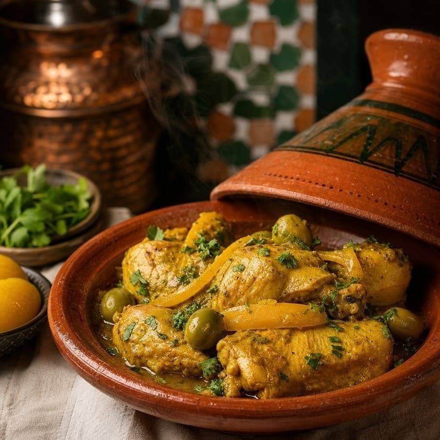 Tajine poulet, citron & olives